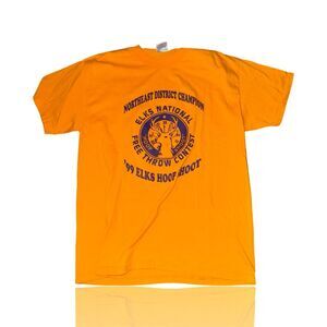 Vintage 1999 Elks Free Throw Contest T-Shirt Men's Large Yellow Graphic